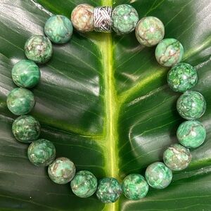 chunky 10mm high quality green magnesite turquoise beaded bracelet